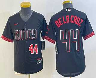 Youth Cincinnati Reds #44 Elly De La Cruz Number Black 2023 City Connect Cool Base Jersey,We sell and wholesale Youth Cincinnati Reds #44 Elly De La Cruz Number Black 2023 City Connect Cool Base Jersey on line form chian!